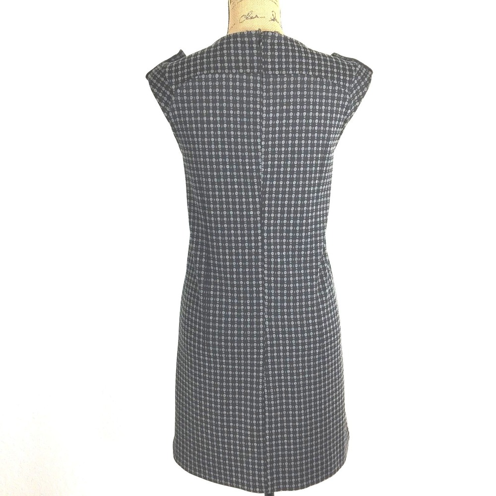 Banana Republic Dress 8P Black Gray Polka Dot Knit Tab Shoulder Cap Sl Casual - Picture 4 of 7